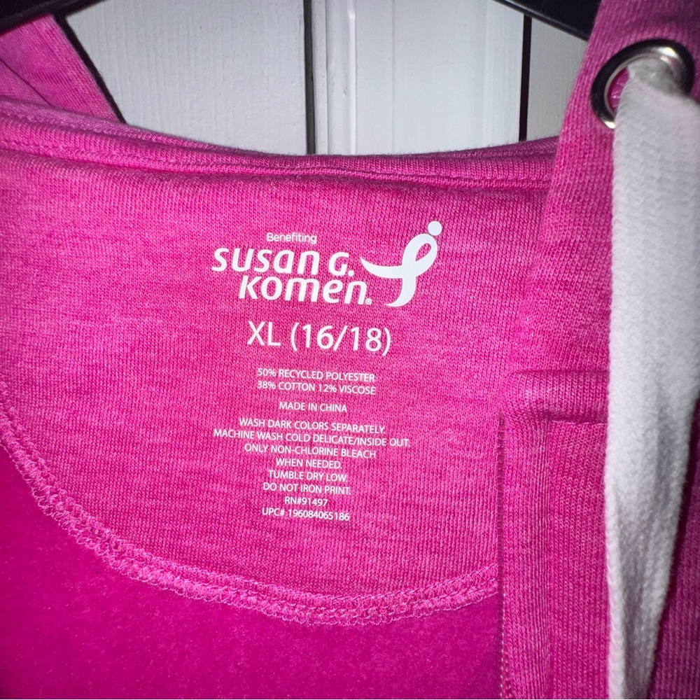 NWT Susan G Komen XL Women's Pink Full Zip Hoodie "JOIN THE Fight" Breast Cancer - Picture 7 of 11